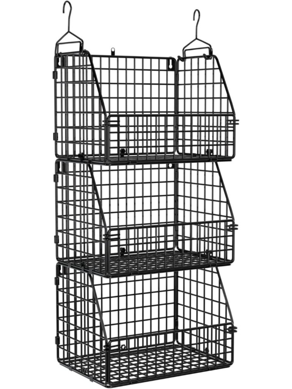 Stackable Wire Storage Baskets for Kitchen Closet Pantry, Hanging Closet Organiz